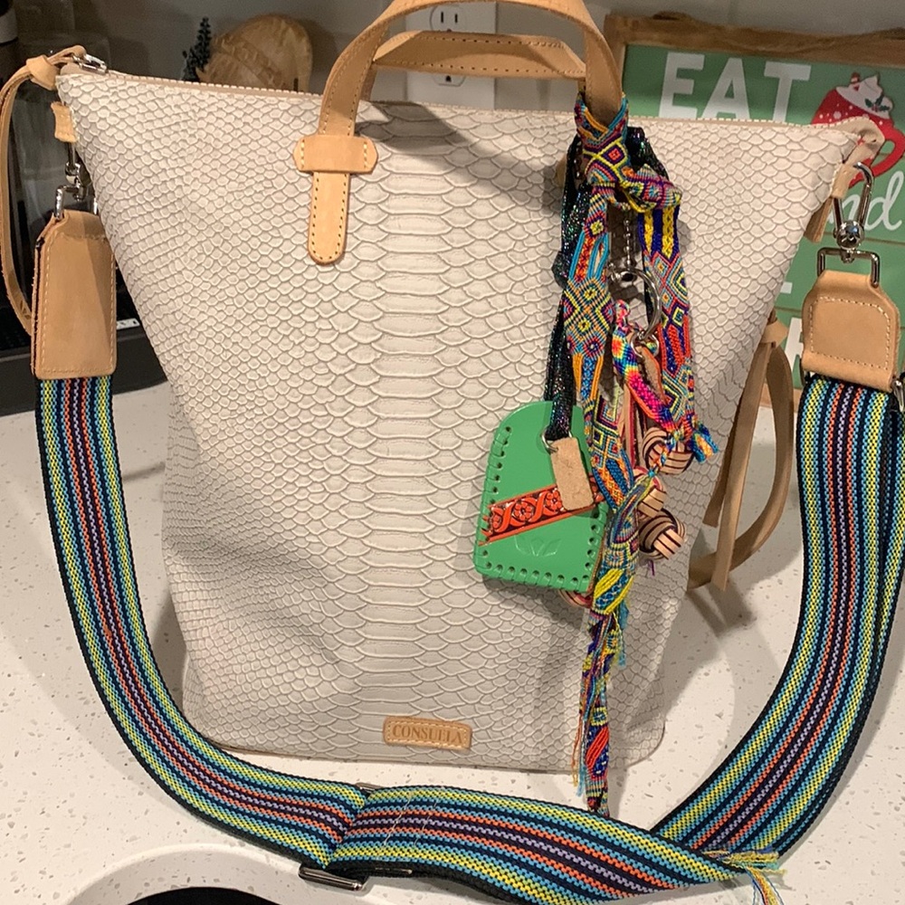 Consuela Cream and Tan Shoulder Bag